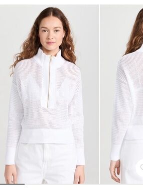 Varley Aurora Half-zip Knit in White